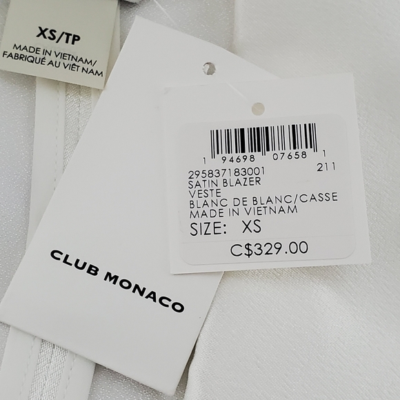 Club Monaco White Satin Blazer - Picture 5 of 6